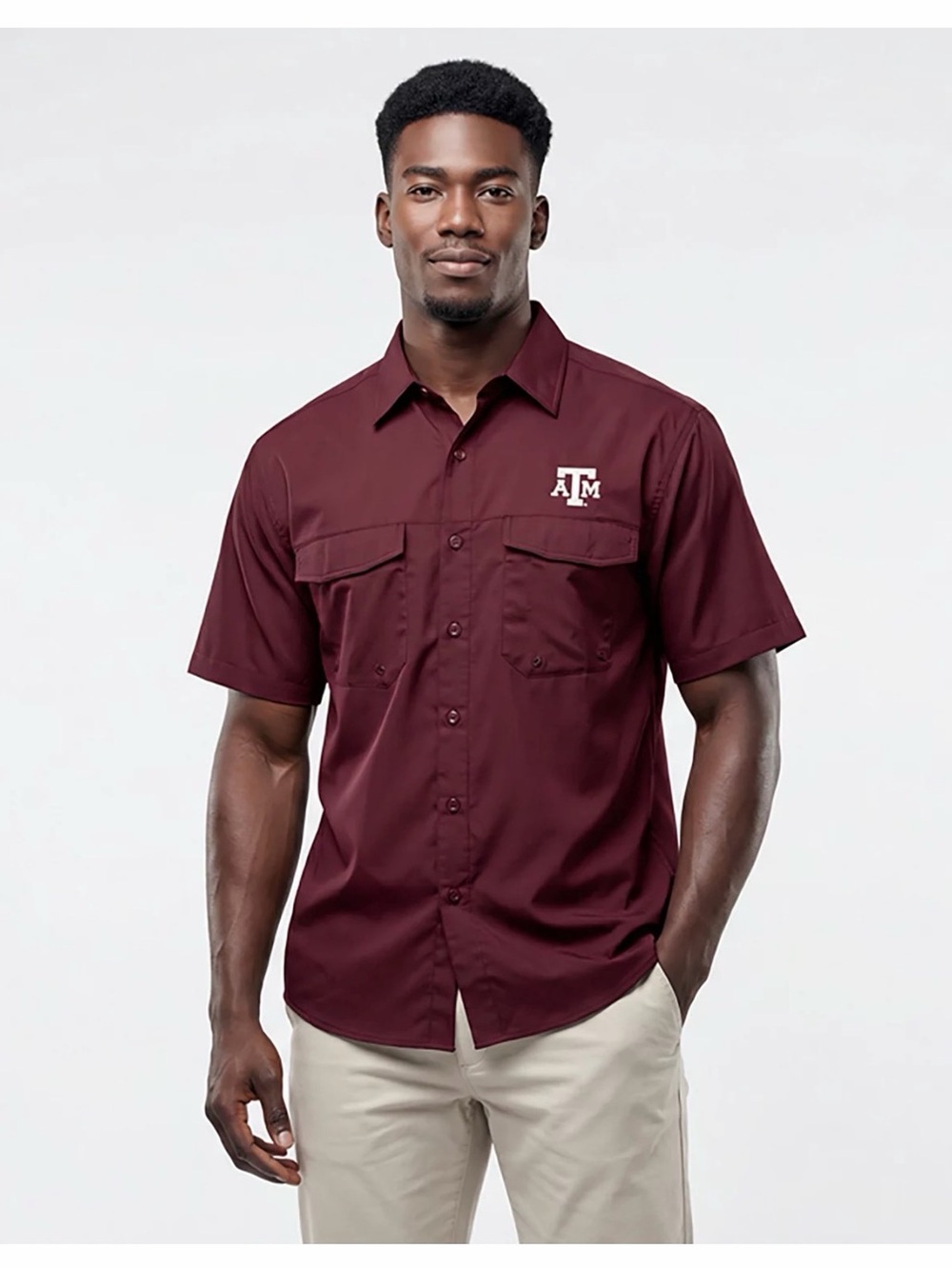 NWT- Pro edge Texas A&M Maroon Short-Sleeve Button-Down fishing shirt